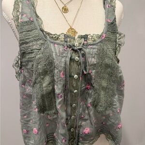 Free people floral lace blouse